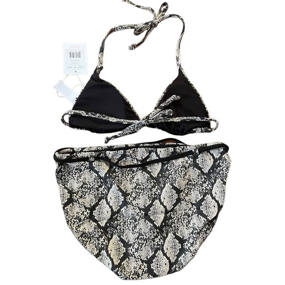 NWT Andie Swim Snakeskin Triangle String Bikini Top Riviera Bikini Bottom Small - Picture 2 of 7